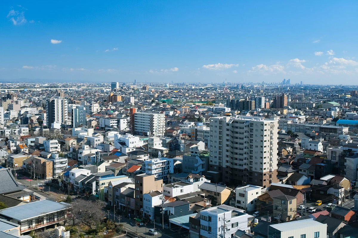 愛知県一宮市　役所展望台からみる風景