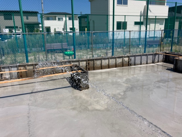 冠水養生　基礎工事